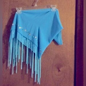 NWOT Turquoise blue with bling:gems & fringe scarves/sarongs- OS ZUMBA DANCE